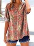 Chemises Femmes Rétro Floral Été Coton Quotidien Coupe Régulière Manches Courtes Droit Régulier