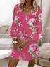 Femmes Floral Rose Col V Confortable Imprimé Robe Maxi Décontracté