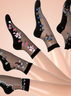 Chaussettes Rétro Bloc de Couleur Toutes Les Saisons Polyester Imprimé Absorber l'Humidité et Évacuer la Sueur Domestique Chaussettes sur le mollet Régulier pour Femmes