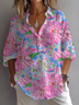 Chemises Décontracté Floral Printemps / Automne Aucune élasticité Quotidien Ample Droit Régulier Col de Chemise pour Femmes