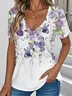 T-shirts Décontracté Floral Été Aucune élasticité Vacances Jersey Manches Courtes Régulier T.-N.-L. pour Femmes