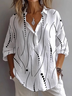 Chemises Rayé Décontracté Printemps / Automne Polyester Aucune élasticité Ample Droit Régulier Col de Chemise pour Femmes