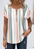 Blouses Femmes Rayé Simple Été Polyester Aucune élasticité Ample Régulier Droit Régulier
