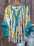 Blouses Pois Polka Boho Été Micro-élasticité Faire la navette Demi Manche Régulier Trapèze Régulier pour Femmes