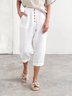 Pantalons Femmes en Lin Plain Été Coton Naturel Domestique Corsaire Pantalon droit Droit