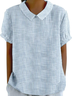 Blouses Femmes Élégant Été Plaid Aucune élasticité Demi Manche Col Châle Régulier Droit Régulier