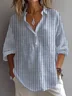 Chemises Femmes Rayé Décontracté Printemps / Automne Polyester Aucune élasticité Manches Longues Droit Régulier Col de Chemise