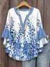 Blouses Femmes Vacances Été Plantes Coton Coupe Régulière Demi Manche Régulier Trapèze Régulier