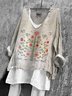 Chemises Femmes Décontracté Floral Printemps / Automne en Lin Micro-élasticité Quotidien Coupe Régulière Col Rond Régulier
