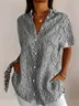 Chemises Décontracté Floral Été Polyester Micro-élasticité Ample Droit Régulier Col de Chemise pour Femmes