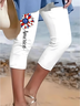 Pantalons De Yoga Drapeau des États-Unis Décontracté Été Polyester Coupe Régulière Corsaire Pantalon coupe slim Droit Régulier pour Femmes
