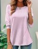 T-shirts Rayé Décontracté Printemps / Automne Ample Jersey Manches Longues Col Rond Régulier Régulier pour Femmes