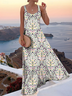 Femmes Floral Comme Image Col Rond Confortable Robe Mi-Longue Décontracté