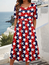 Femmes Motif d'Étoile Comme Image Col Rond Confortable Robe Maxi Décontracté