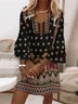 Femmes Ethnique Comme Image Col V Confortable Robe Mi-Longue Boho