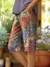 Pantalons Décontracté Ethnique Été Coton Micro-élasticité Coupe Régulière Plage Shorts Régulier Cinquième pantalon pour Femmes