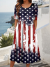 Femmes Motif d'Étoile Comme Image Col Rond Confortable Robe Maxi Décontracté
