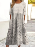 Femmes Floral Comme Image Col Rond Confortable Robe Maxi Décontracté
