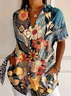 Chemises Décontracté Floral Été Polyester Imprimé Micro-élasticité Quotidien Manches Courtes Régulier pour Femmes