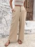 Pantalons Décontracté Plain Printemps / Automne Coton Naturel Micro-élasticité Coupe Régulière Pantalon droit Long pour Femmes