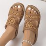 Sandales Femme Décontracté Plain Été Cuir Talon Bas à Bout Ouvert Cuir synthétique Sandales Antidérapantes Caoutchouc