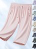 Shorts Simple Plain Été Naturel à Haute Élasticité Absorber l'Humidité et Évacuer la Sueur Sportif & Intérieur Coupe Régulière Corsaire pour Femmes