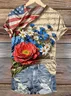 T-shirts Décontracté Drapeau des États-Unis Été Micro-élasticité Quotidien Coupe Régulière Col Rond Régulier Régulier pour Femmes