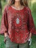 Chemises Décontracté Ethnique Printemps / Automne Coton Micro-élasticité Coupe Régulière Manches Longues Régulier Trapèze pour Femmes