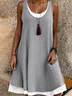 Femmes Plain Bleu Col Rond Confortable Robe Mi-Longue Décontracté