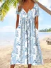 Femmes Géométrique Vert Col mi-ouvert Confortable Robe Maxi Rétro