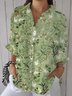 Chemises Simple Plantes Printemps / Automne Polyester Manches Longues Régulier Trapèze Régulier Col de Chemise pour Femmes