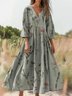 Femmes Floral Comme Image Col Rond Confortable Robe Maxi Décontracté