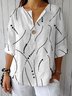 Blouses Géométrique Décontracté Printemps / Automne Coton Aucune élasticité Quotidien Ample Manches trois quarts Droit pour Femmes