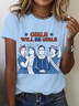 T-shirts Femmes Décontracté Été Lettres de texte Coton Quotidien Ample Manches Courtes Régulier Droit