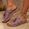 Sandales Géométrique Boho Été Quotidien Cuir Verni Toit ouvert flocage Sandales Antidérapantes à Enfiler pour Femmes