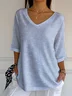 T-shirts Rayé Rétro Printemps / Automne Polyester Micro-élasticité Vacances Manches Longues Col Rond Régulier pour Femmes