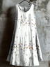Femmes Floral Blanc Col Rond Confortable Robe Mi-Longue Décontracté