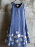 Femmes Floral Bleu Col Rond Confortable Robe Mi-Longue Décontracté