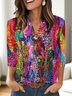 T-shirts Femmes Décontracté Floral Printemps / Automne Coton Micro-élasticité Quotidien Coupe Régulière Régulier Trapèze