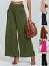 Pantalons Femmes Décontracté Plain Printemps / Automne Couture de poche Naturel Micro-élasticité Faire la navette Pantalons à Jambe Large Droit