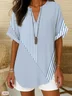 Blouses Femmes Géométrique Simple Été Ample Demi Manche Col Châle Régulier Droit Régulier