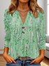 T-shirts Décontracté Floral Printemps / Automne Polyester Micro-élasticité Quotidien Manches trois quarts Régulier Régulier pour Femmes