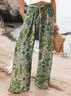 Pantalons Rétro Floral Printemps / Automne Polyester Naturel Micro-élasticité Plage Shorts Long Droit pour Femmes
