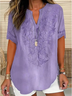 Blouses Simple Été impression en 3D Coton Aucune élasticité Demi Manche Col Châle Régulier Régulier pour Femmes
