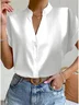Chemises Femmes Simple Plain Été Polyester Col V Aucune élasticité Quotidien Manches Courtes Régulier