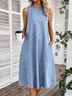 Femmes Plain Rose Col Rond Confortable Robe Maxi Décontracté
