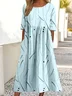 Femmes Abstrait Pois Polka Vert Col Rond Confortable Robe Maxi Décontracté