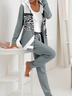 Deux Pièces Ensembles Décontracté Abstrait Printemps / Automne Sweat-shirt à Capuche Micro-élasticité Ample Manteau avec Pantalons Droit T.-N.-L. pour Femmes