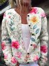 Cardigans Femmes Rétro Printemps / Automne impression en 3D Tricoté Micro-élasticité Quotidien Ample Col Rond Droit