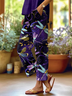 Pantalons Femmes Décontracté Floral Printemps / Automne Imprimé Naturel Aucune élasticité Quotidien Long Droit